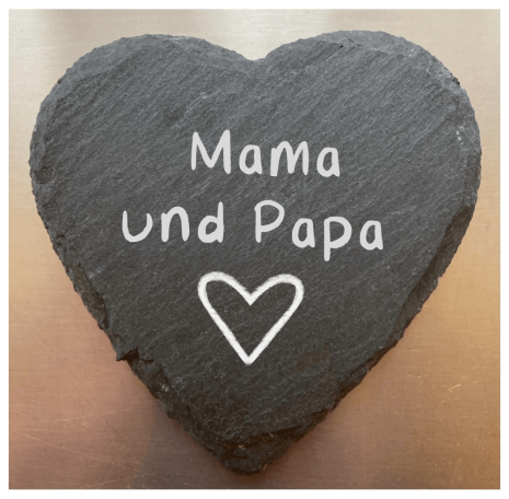 Schieferherz mit Lasergravur Text und ein Herz